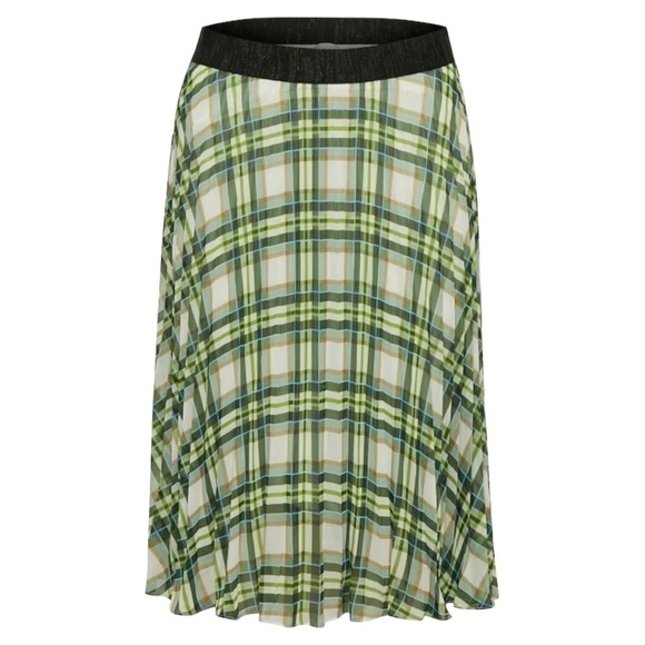 KAREN by SIMONSEN Sea Spray Green Allover Pleated Plaid Skirt Fully Lined Sz 8 - Picture 1 of 8